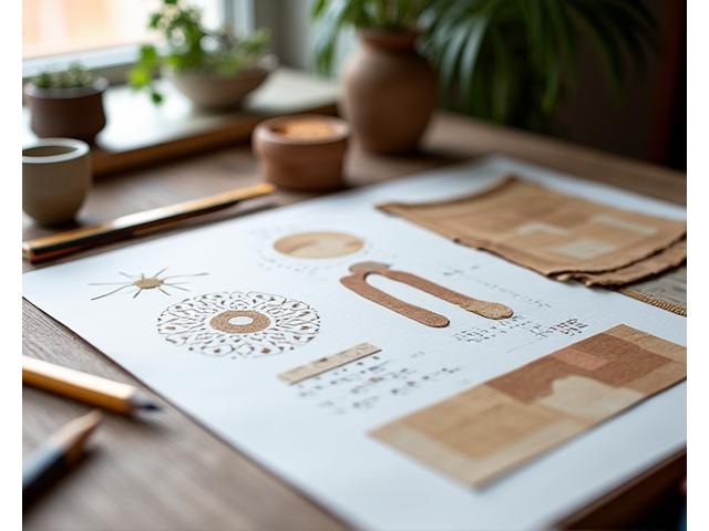 Croquis de design géométrique et outils de couture